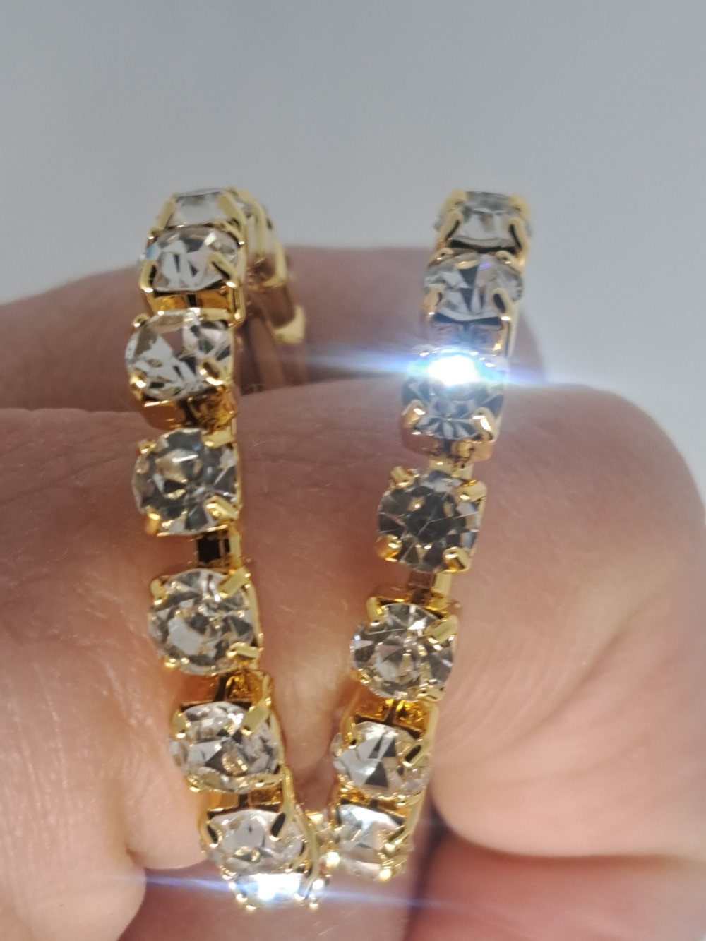 2 for $18 Amazon Gold Hoop Earrings with Clear Accent Stones